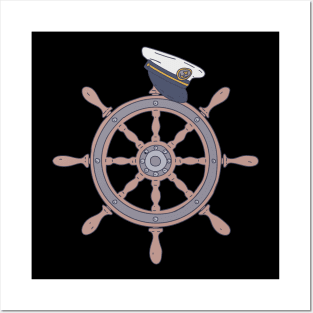 Steering Captain - Wooden Wheel Graphic - Shipmaster Posters and Art